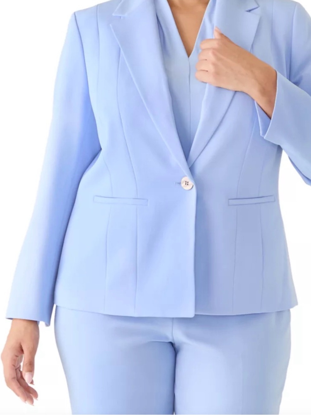 Kasper Pastel Blue Single-Button Women's Blazer